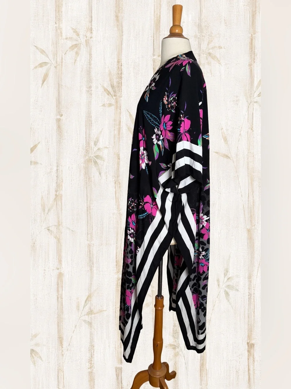 Steve Madden Floral Leopard Mixed Print Maxi Kimono Duster One Size